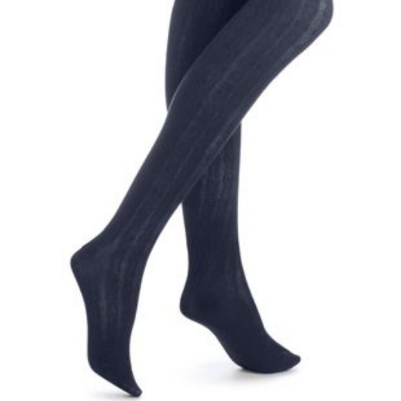 Hue Cable Knit Tights Navy Blue 